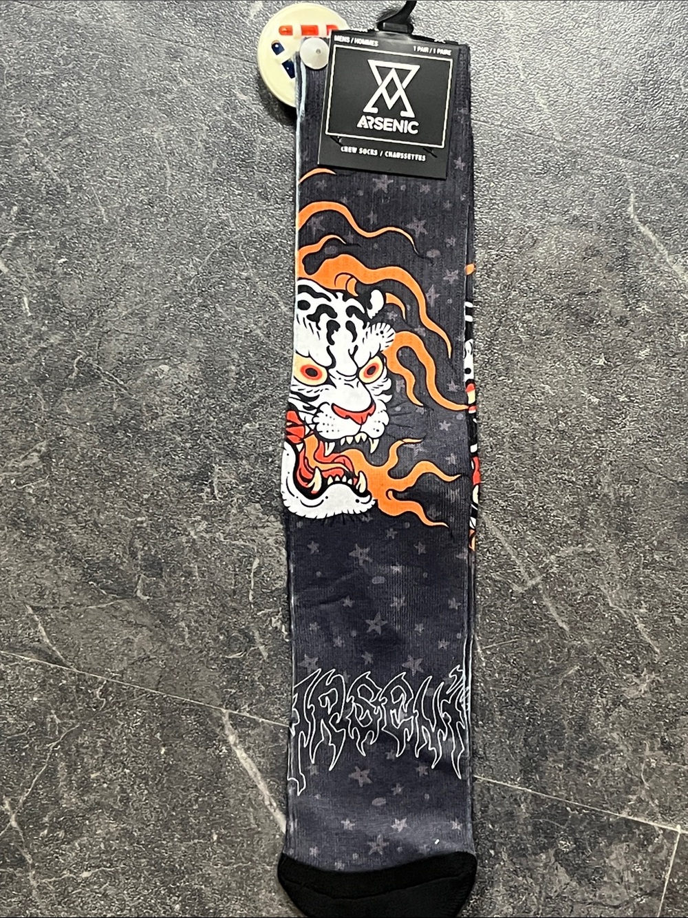 Men’s Black & Orange Graphic Dress Socks